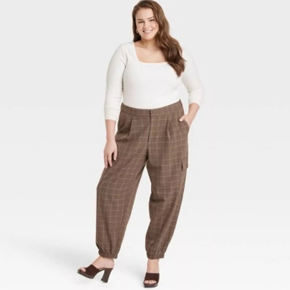 a new day Brown Checkered Joggers